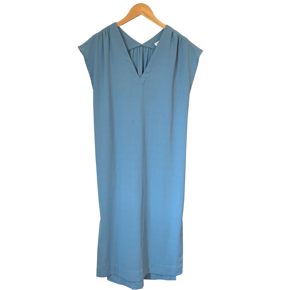 Prologue Women's Dress Size Small Blue V Neck Midi Cap Sleeve Casual